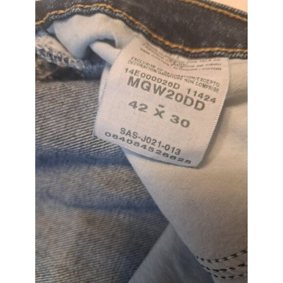 Wrangler Denim Jeans Mens Navy Blue 42 x 30 Cotton Button Zip 5 Pockets Mid Rise - Picture 4 of 7